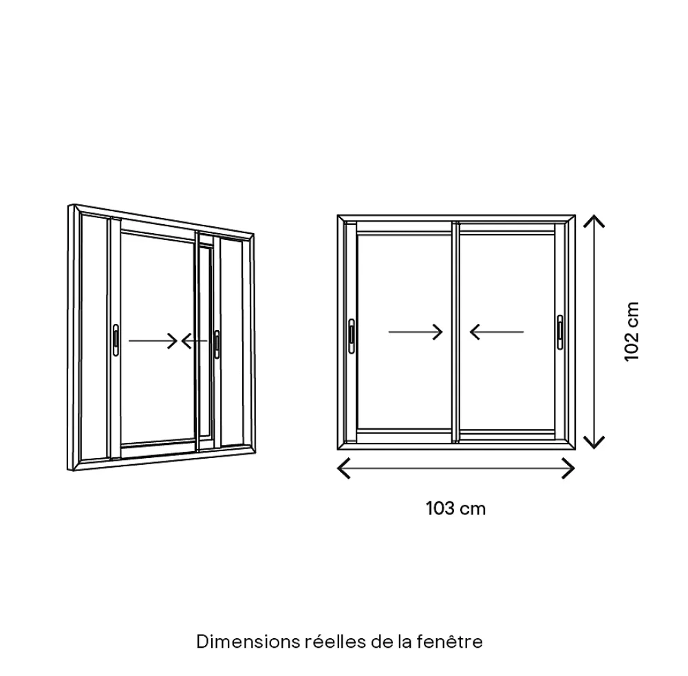 GoodHome Fenêtre 2 vantaux coulissante double vitrage en aluminium gris l.103 x H.102 cm- Fenêtre Aluminium