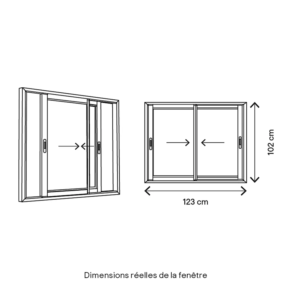 GoodHome Fenêtre 2 vantaux coulissante double vitrage en aluminium blanc l.123 x H.102 cm- Fenêtre Aluminium