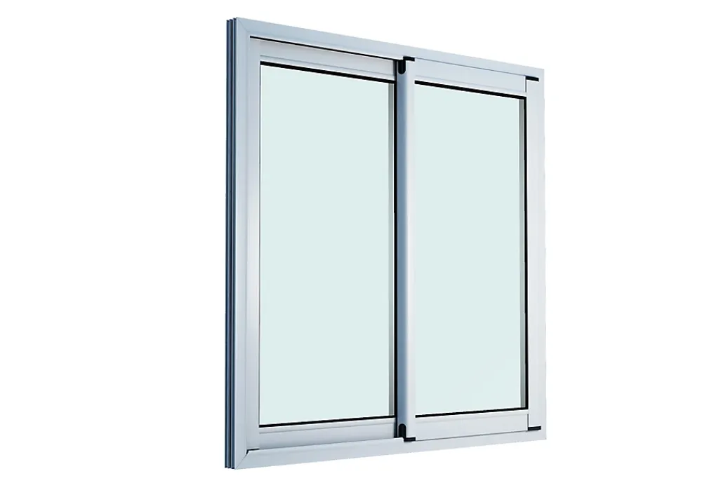 GoodHome Fenêtre 2 vantaux coulissante double vitrage en aluminium blanc l.123 x H.122 cm- Fenêtre Aluminium
