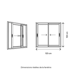 GoodHome Fenêtre 2 vantaux coulissante double vitrage en aluminium blanc l.123 x H.122 cm- Fenêtre Aluminium