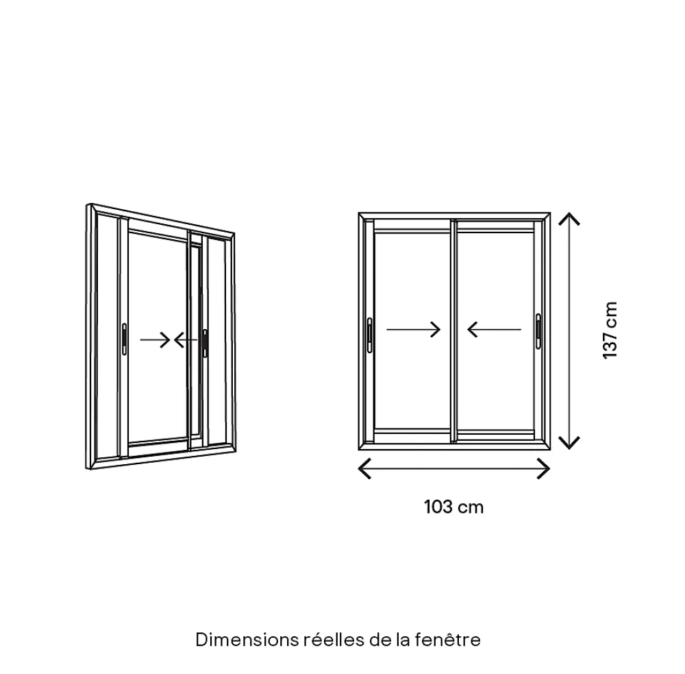 GoodHome Fenêtre 2 vantaux coulissante double vitrage en aluminium blanc l.103 x H.137 cm- Fenêtre Aluminium