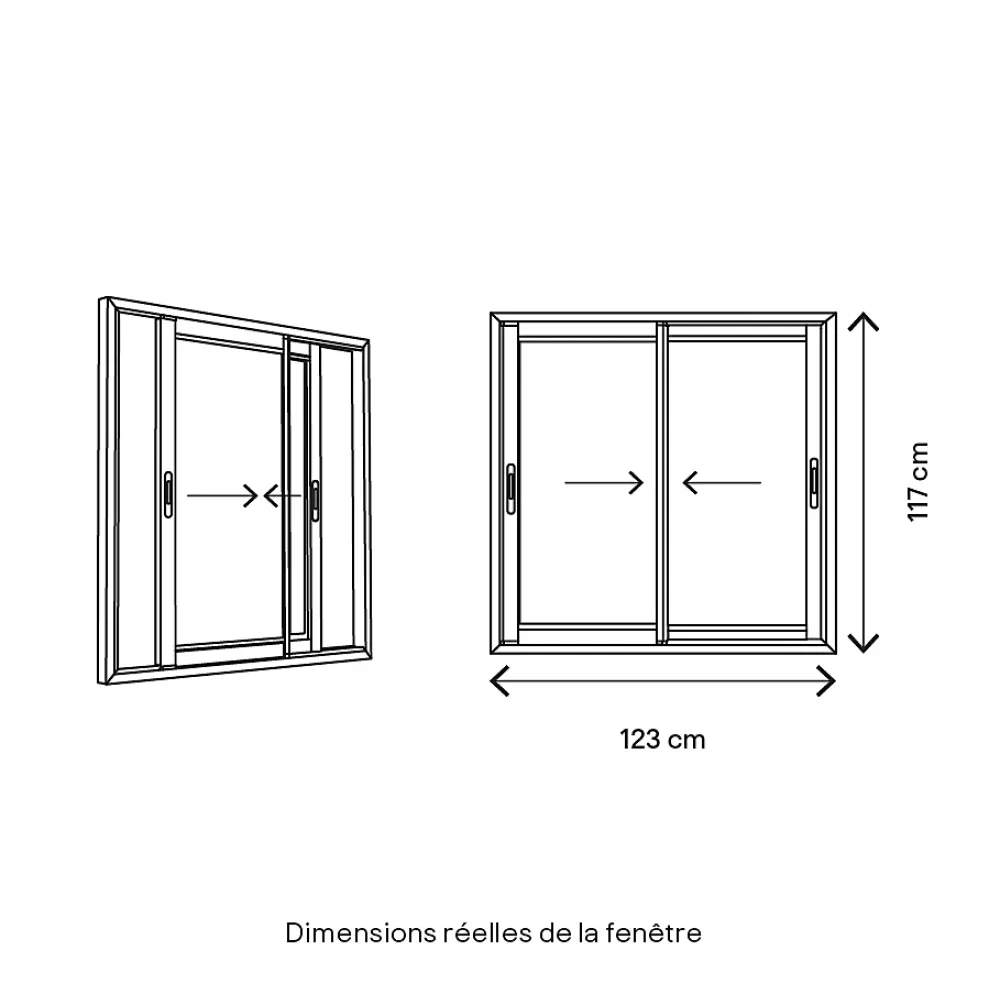 GoodHome Fenêtre Aluminium<Fenêtre 2 vantaux coulissante double vitrage en aluminium blanc l.123 x H.117 cm