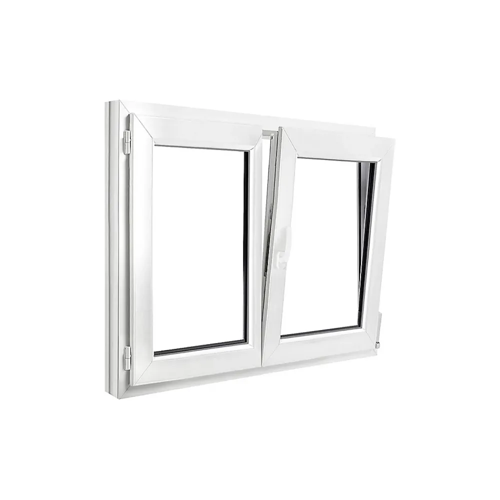 GoodHome Fenêtre Pvc<Fenêtre 2 vantaux oscillo-battante, tirant droit double vitrage en PVC blanc l.105 x H.98 cm