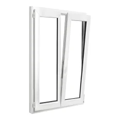 GoodHome Fenêtre Pvc<Fenêtre 2 vantaux oscillo-battante, tirant droit double vitrage en PVC blanc l.105 x H.158 cm