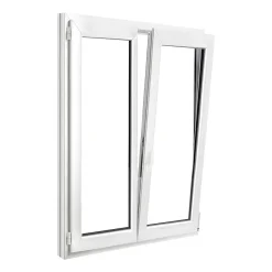 GoodHome Fenêtre Pvc<Fenêtre 2 vantaux oscillo-battante, tirant droit double vitrage en PVC blanc l.125 x H.158 cm