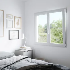 GoodHome Fenêtre Pvc<Fenêtre 2 vantaux oscillo-battante, tirant droit double vitrage en PVC blanc l.125 x H.158 cm