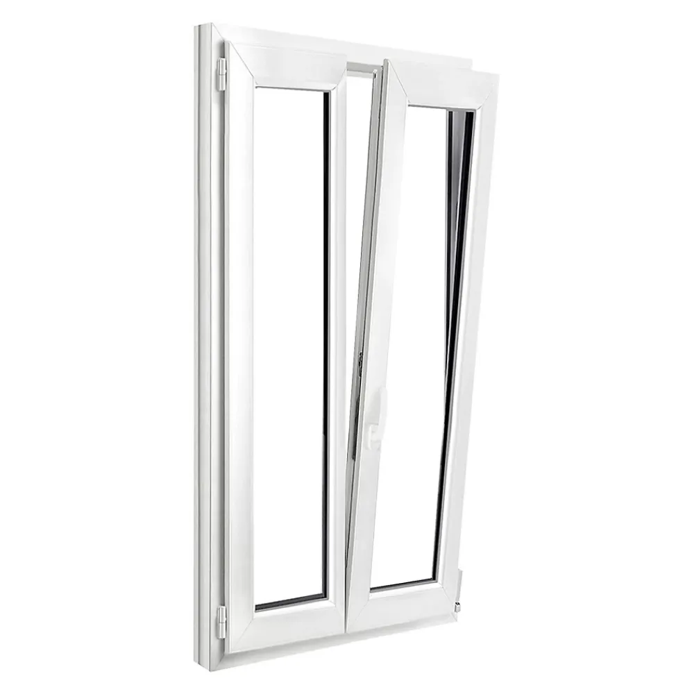 GoodHome Fenêtre 2 vantaux oscillo-battante, tirant droit double vitrage en PVC blanc l.85 x H.158 cm- Fenêtre Pvc