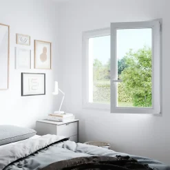 GoodHome Fenêtre 2 vantaux oscillo-battante, tirant droit double vitrage en PVC blanc l.85 x H.158 cm- Fenêtre Pvc