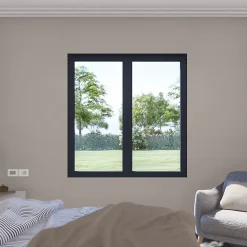 GoodHome Fenêtre Aluminium<Fenêtre 2 vantaux oscillo-battante, tirant droit double vitrage en aluminium gris l.123 x H.107 cm