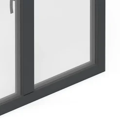 GoodHome Fenêtre Aluminium<Fenêtre 2 vantaux oscillo-battante, tirant droit double vitrage en aluminium gris l.123 x H.107 cm