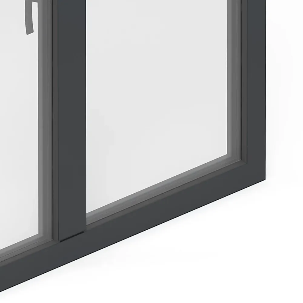 GoodHome Fenêtre Aluminium<Fenêtre 2 vantaux oscillo-battante, tirant droit double vitrage en aluminium gris l.123 x H.107 cm