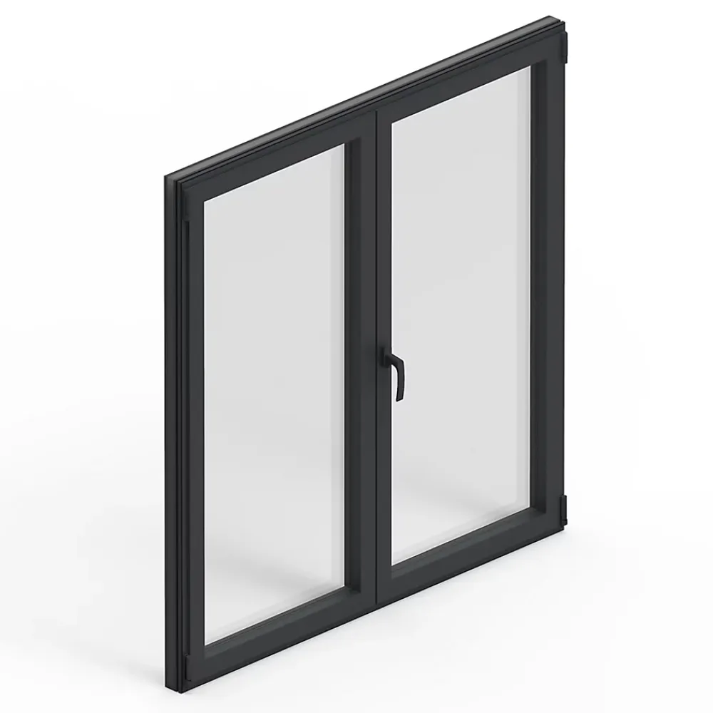 GoodHome Fenêtre Aluminium<Fenêtre 2 vantaux oscillo-battante, tirant droit double vitrage en aluminium gris l.123 x H.107 cm
