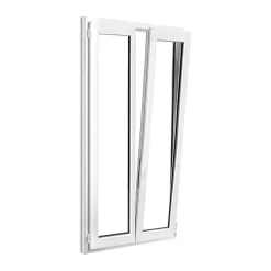 GoodHome Fenêtre 2 vantaux oscillo-battante, tirant droit double vitrage en PVC blanc l.105 x H.188 cm- Fenêtre Pvc