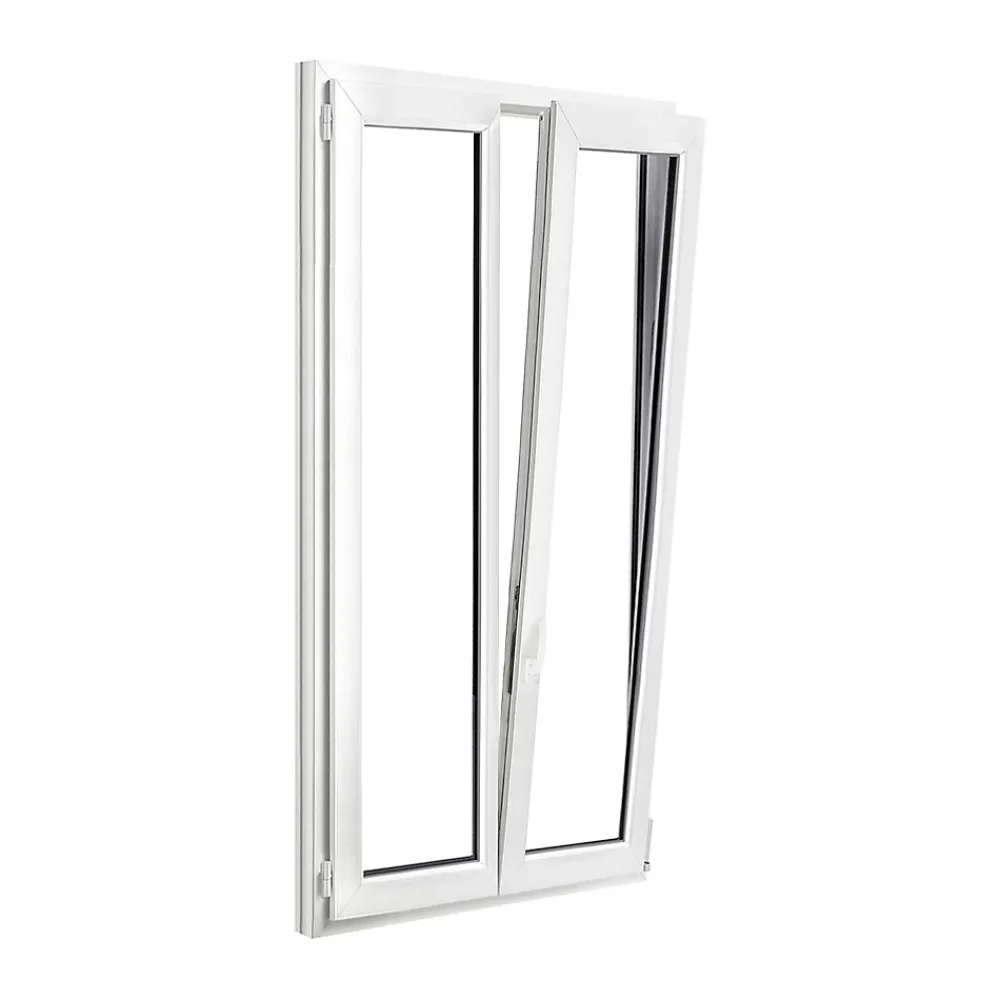 GoodHome Fenêtre 2 vantaux oscillo-battante, tirant droit double vitrage en PVC blanc l.105 x H.188 cm- Fenêtre Pvc