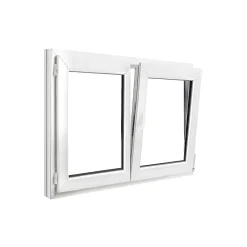 GoodHome Fenêtre 2 vantaux oscillo-battante, tirant droit double vitrage en PVC blanc l.125 x H.98 cm- Fenêtre Pvc