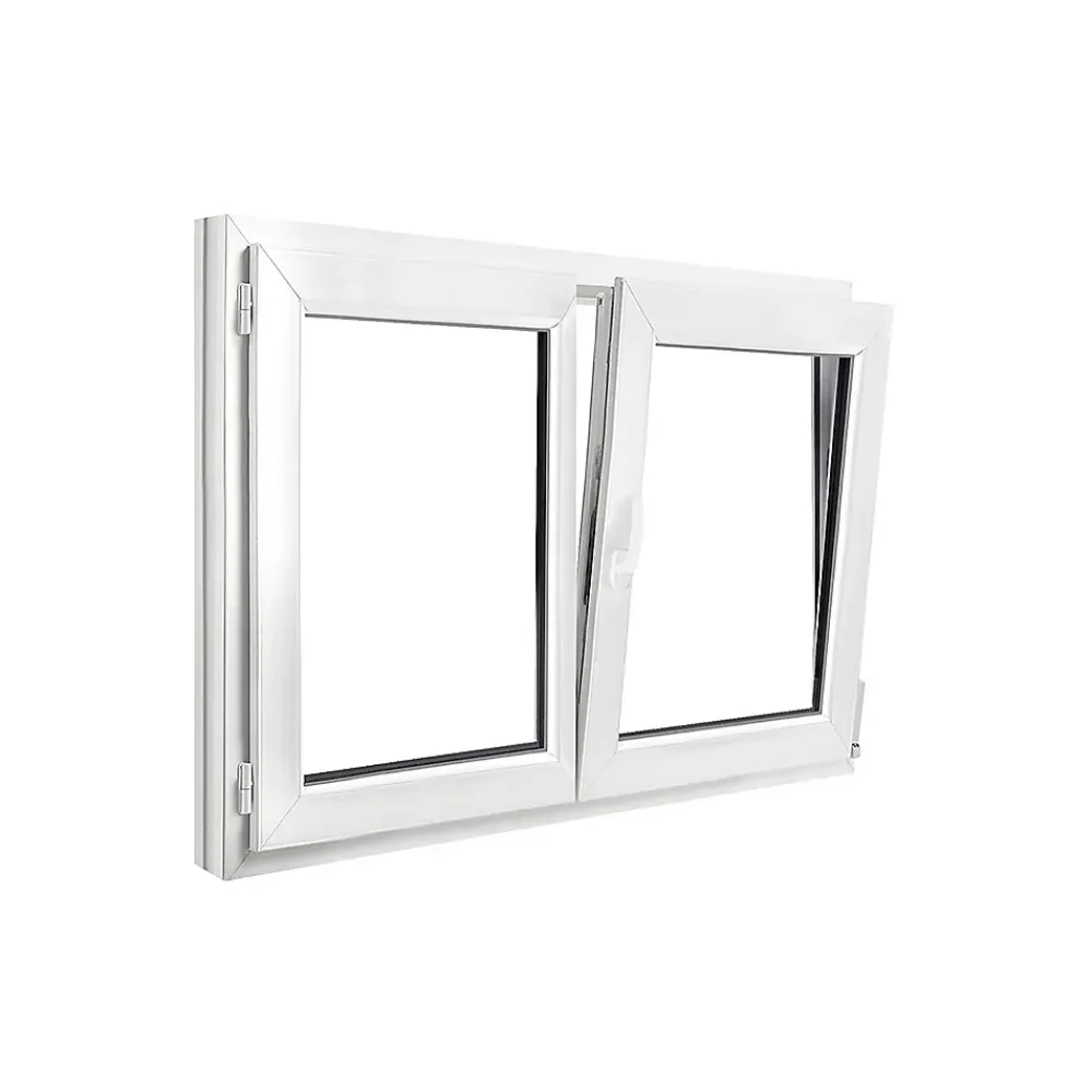 GoodHome Fenêtre 2 vantaux oscillo-battante, tirant droit double vitrage en PVC blanc l.125 x H.98 cm- Fenêtre Pvc