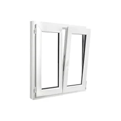 GoodHome Fenêtre Pvc<Fenêtre 2 vantaux oscillo-battante, tirant droit double vitrage en PVC blanc l.105 x H.108 cm