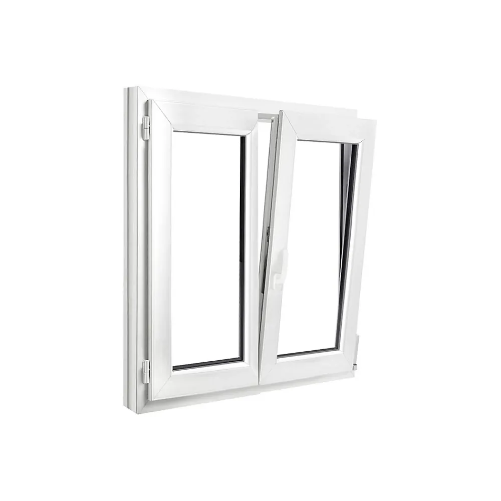GoodHome Fenêtre Pvc<Fenêtre 2 vantaux oscillo-battante, tirant droit double vitrage en PVC blanc l.105 x H.108 cm