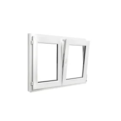 GoodHome Fenêtre 2 vantaux oscillo-battante, tirant droit double vitrage en PVC blanc l.105 x H.78 cm- Fenêtre Pvc