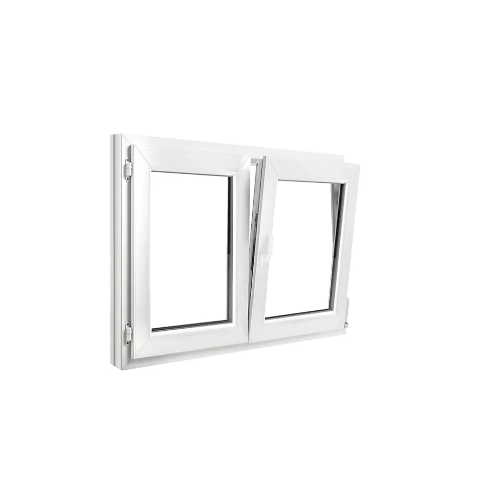 GoodHome Fenêtre 2 vantaux oscillo-battante, tirant droit double vitrage en PVC blanc l.105 x H.78 cm- Fenêtre Pvc