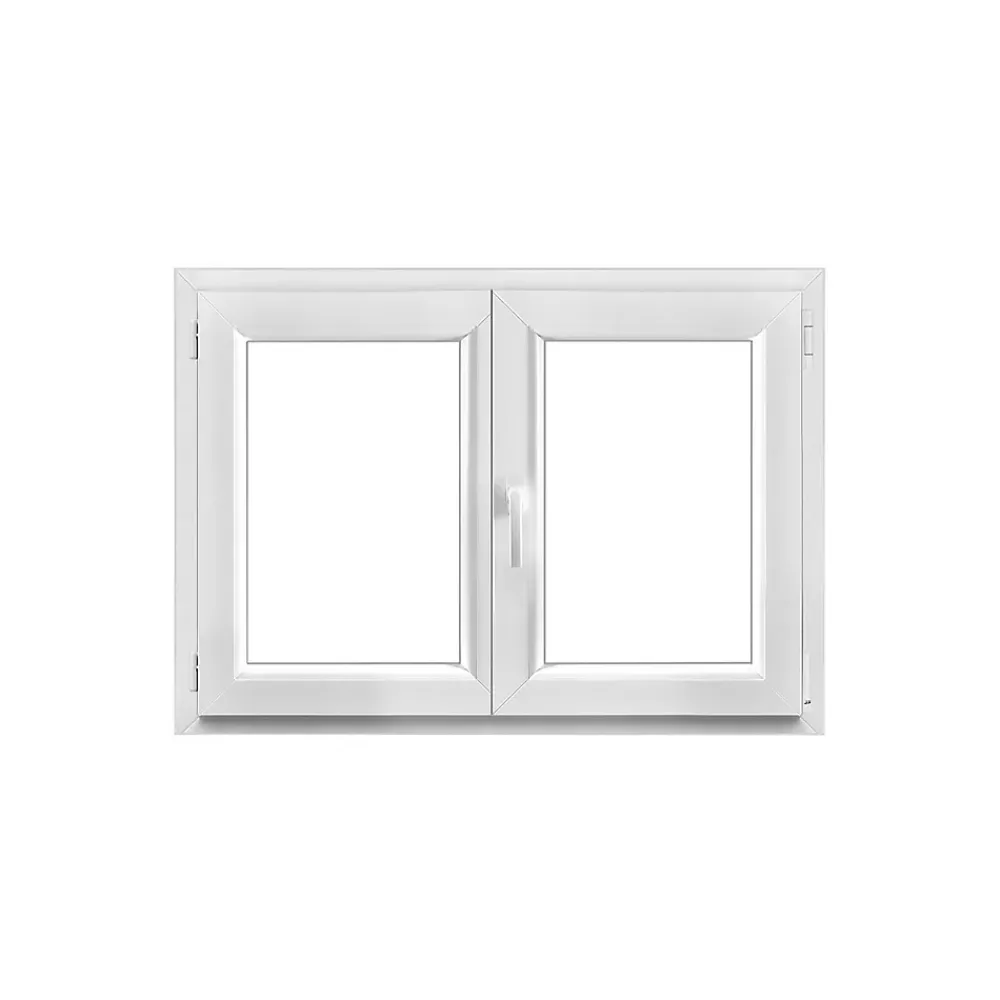 GoodHome Fenêtre Pvc<Fenêtre 2 vantaux oscillo-battante, tirant droit double vitrage en PVC blanc l.125 x H.78 cm
