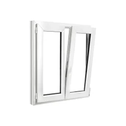 GoodHome Fenêtre 2 vantaux oscillo-battante, tirant droit double vitrage en PVC blanc l.95 x H.108 cm- Fenêtre Pvc