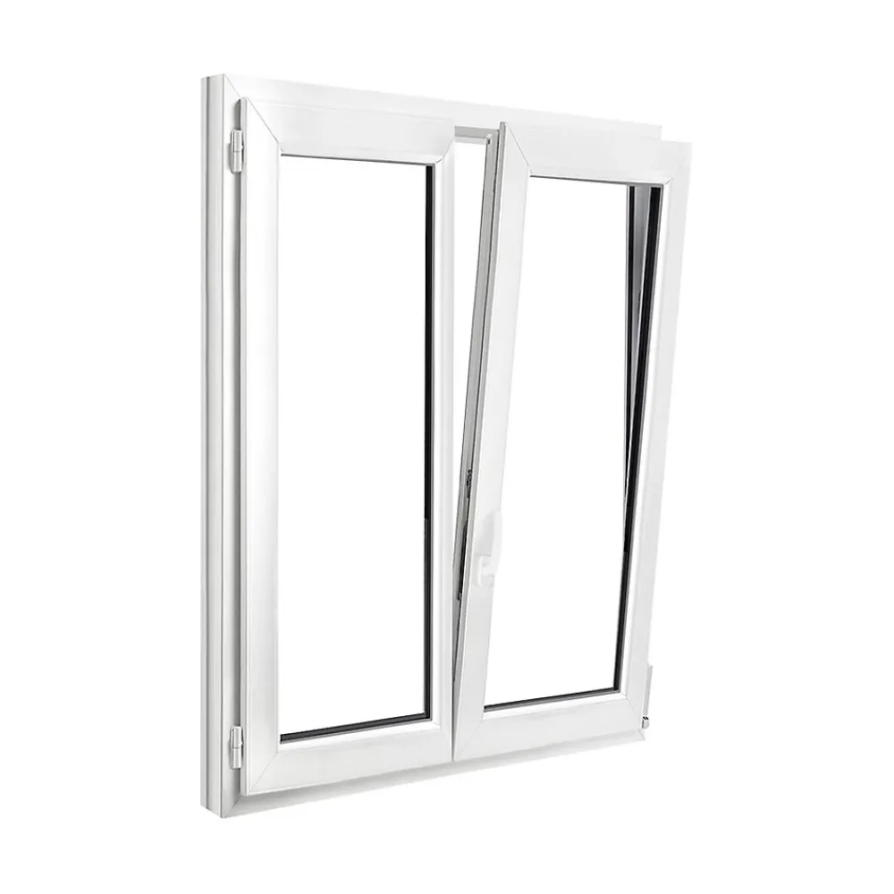 GoodHome Fenêtre Pvc<Fenêtre 2 vantaux oscillo-battante, tirant droit double vitrage en PVC blanc l.105 x H.138 cm