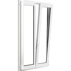 GoodHome Fenêtre 2 vantaux oscillo-battante, tirant droit double vitrage en PVC blanc l.105 x H.178 cm- Fenêtre Pvc