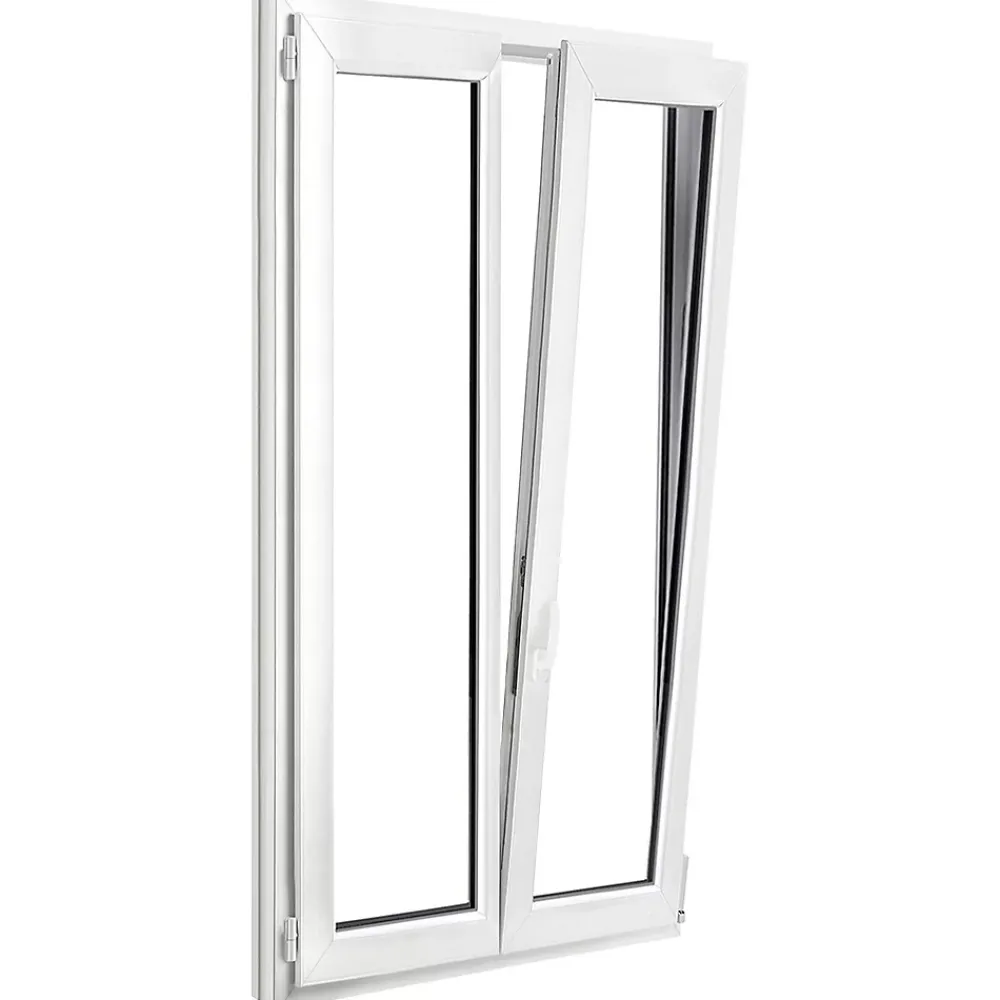 GoodHome Fenêtre 2 vantaux oscillo-battante, tirant droit double vitrage en PVC blanc l.105 x H.178 cm- Fenêtre Pvc