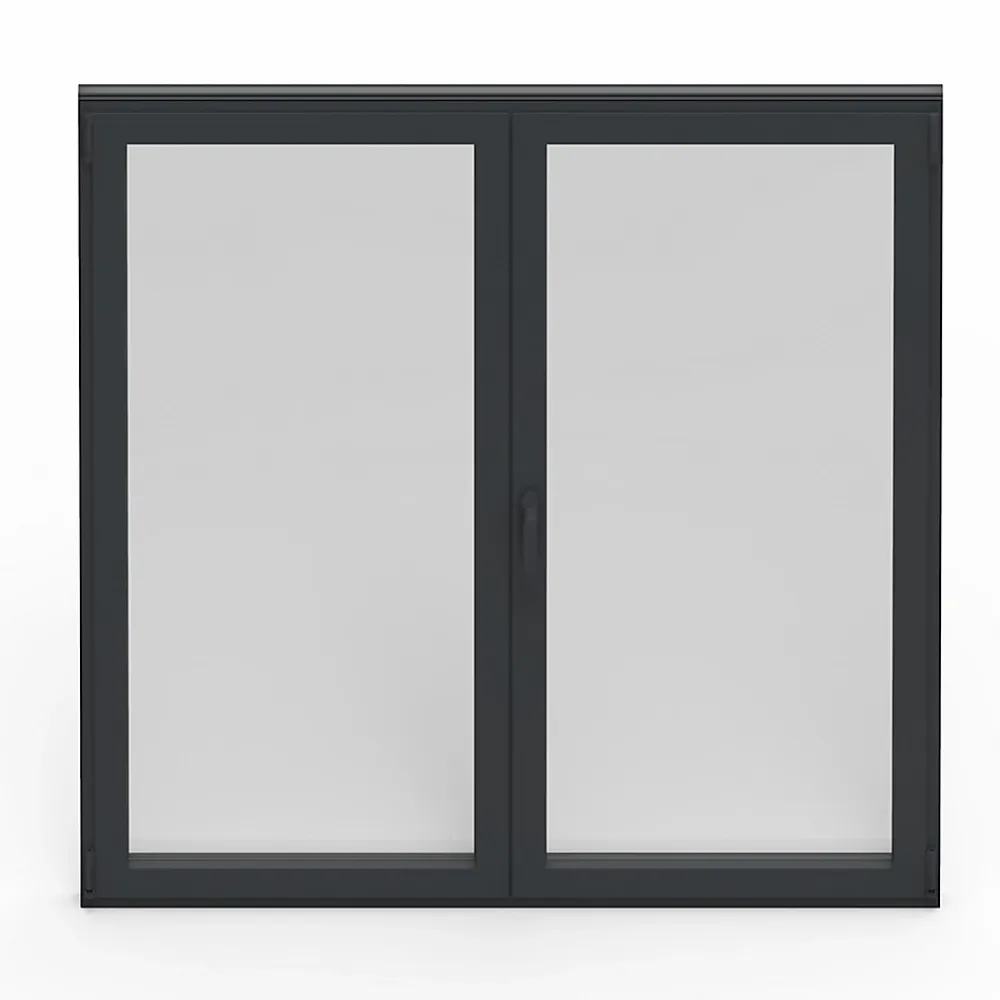 GoodHome Fenêtre 2 vantaux oscillo-battante, tirant droit double vitrage en aluminium gris l.103 x H.127 cm- Fenêtre Aluminium