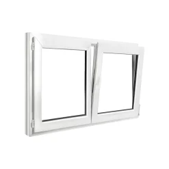GoodHome Fenêtre Pvc<Fenêtre 2 vantaux oscillo-battante, tirant droit double vitrage en PVC blanc l.145 x H.98 cm