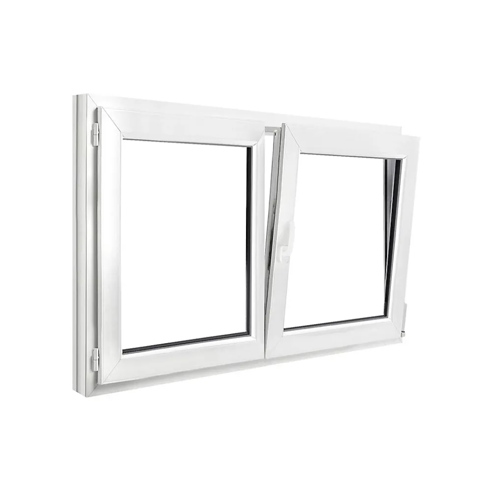 GoodHome Fenêtre Pvc<Fenêtre 2 vantaux oscillo-battante, tirant droit double vitrage en PVC blanc l.145 x H.98 cm