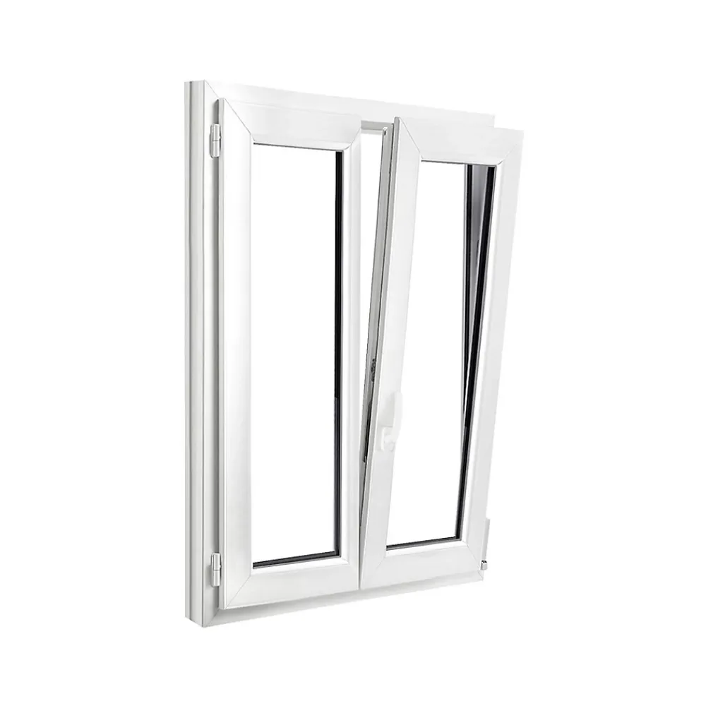 GoodHome Fenêtre 2 vantaux oscillo-battante, tirant droit double vitrage en PVC blanc l.85 x H.128 cm- Fenêtre Pvc