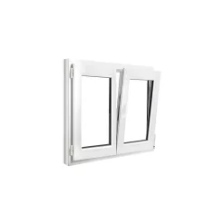 GoodHome Fenêtre 2 vantaux oscillo-battante, tirant droit double vitrage en PVC blanc l.85 x H.78 cm- Fenêtre Pvc
