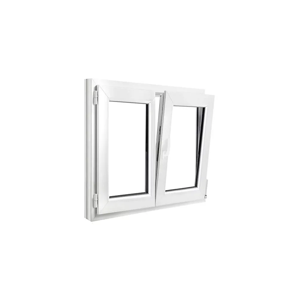 GoodHome Fenêtre 2 vantaux oscillo-battante, tirant droit double vitrage en PVC blanc l.85 x H.78 cm- Fenêtre Pvc