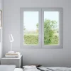 GoodHome Fenêtre Pvc<Fenêtre 2 vantaux oscillo-battante, tirant droit double vitrage en PVC blanc l.105 x H.128 cm
