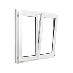 GoodHome Fenêtre Pvc<Fenêtre 2 vantaux oscillo-battante, tirant droit double vitrage en PVC blanc l.105 x H.128 cm