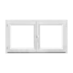 GoodHome Fenêtre Pvc<Fenêtre 2 vantaux oscillo-battante, tirant droit double vitrage en PVC blanc l.145 x H.78 cm