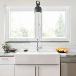 GoodHome Fenêtre Pvc<Fenêtre 2 vantaux oscillo-battante, tirant droit double vitrage en PVC blanc l.145 x H.78 cm