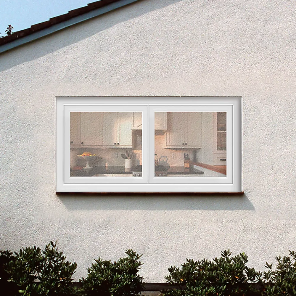 GoodHome Fenêtre Pvc<Fenêtre 2 vantaux oscillo-battante, tirant droit double vitrage en PVC blanc l.145 x H.78 cm
