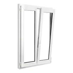 GoodHome Fenêtre 2 vantaux oscillo-battante, tirant droit double vitrage en PVC blanc l.95 x H.148 cm- Fenêtre Pvc