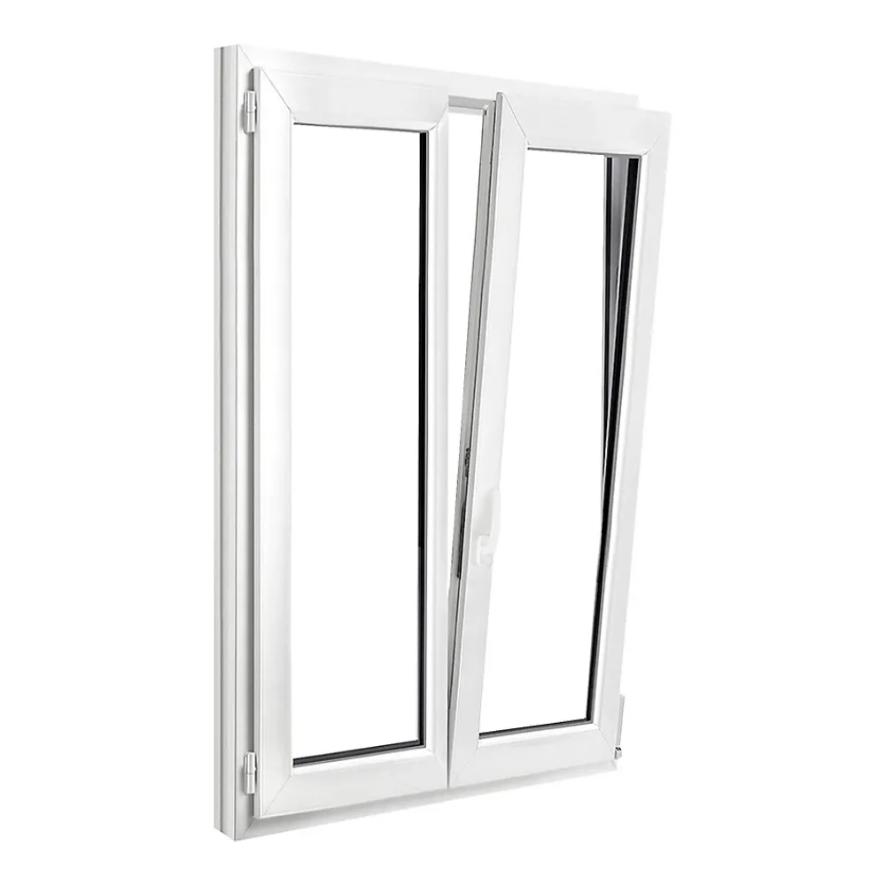 GoodHome Fenêtre 2 vantaux oscillo-battante, tirant droit double vitrage en PVC blanc l.95 x H.148 cm- Fenêtre Pvc