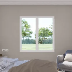 GoodHome Fenêtre Aluminium<Fenêtre 2 vantaux oscillo-battante, tirant droit double vitrage en aluminium blanc l.103 x H.97 cm