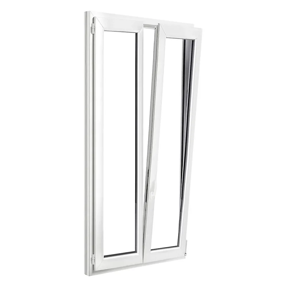 GoodHome Fenêtre 2 vantaux oscillo-battante, tirant droit double vitrage en PVC blanc l.105 x H.198 cm- Fenêtre Pvc
