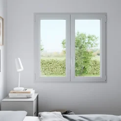 GoodHome Fenêtre Pvc<Fenêtre 2 vantaux oscillo-battante, tirant droit double vitrage en PVC blanc l.125 x H.118 cm