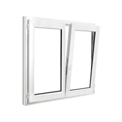 GoodHome Fenêtre Pvc<Fenêtre 2 vantaux oscillo-battante, tirant droit double vitrage en PVC blanc l.125 x H.118 cm