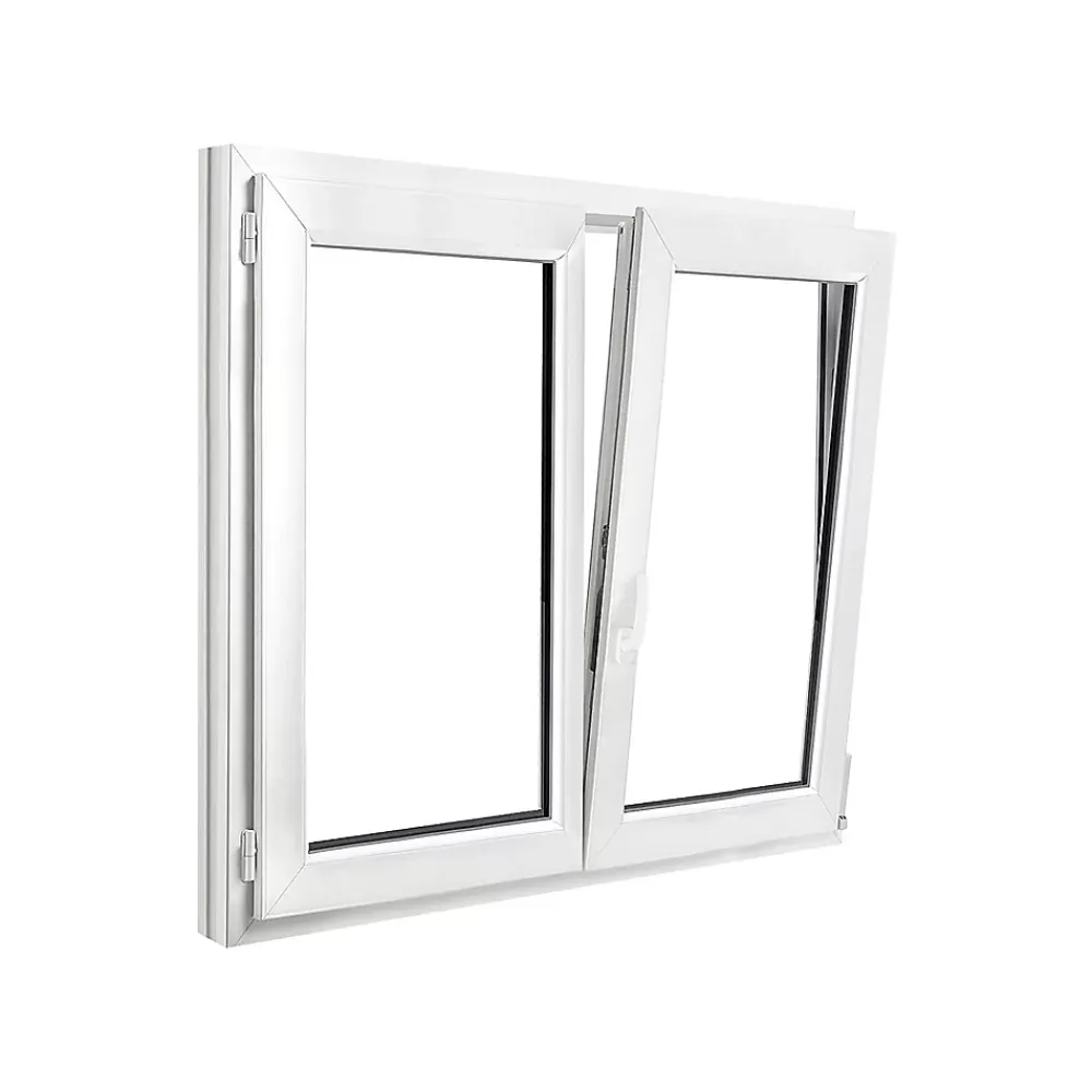GoodHome Fenêtre Pvc<Fenêtre 2 vantaux oscillo-battante, tirant droit double vitrage en PVC blanc l.125 x H.118 cm