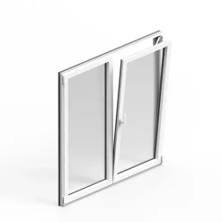 GoodHome Fenêtre Aluminium<Fenêtre 2 vantaux oscillo-battante, tirant droit double vitrage en aluminium blanc l.123 x H.127 cm