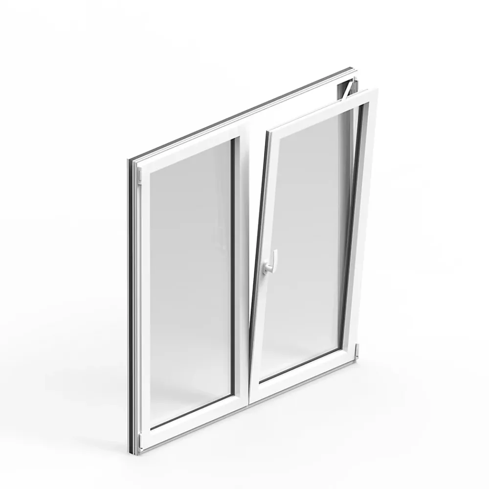 GoodHome Fenêtre Aluminium<Fenêtre 2 vantaux oscillo-battante, tirant droit double vitrage en aluminium blanc l.123 x H.127 cm