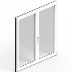 GoodHome Fenêtre Aluminium<Fenêtre 2 vantaux oscillo-battante, tirant droit double vitrage en aluminium blanc l.123 x H.127 cm